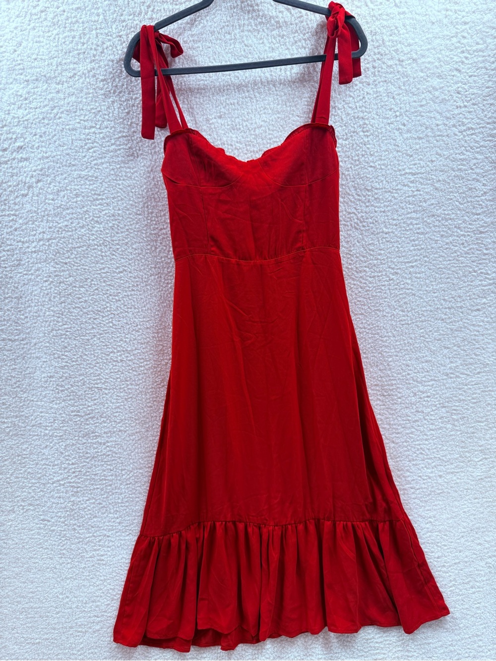 One Pretty Time OPT Womens Cherry Red Toile De Jouy Midi Dress Ruffled M New